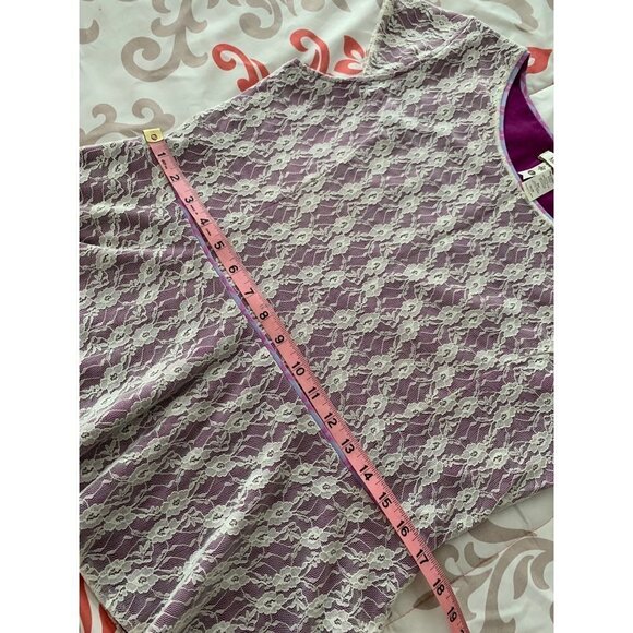 Matilda Jane Pippenger Peplum Lace Top AT1593 Purple Cap Sleeve Size L - Picture 8 of 12